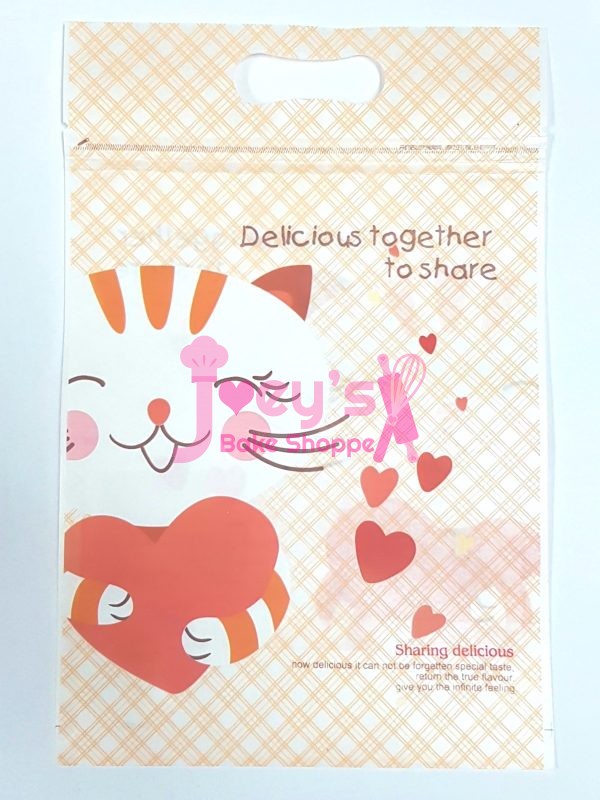 Orange Cat with Heart Ziploc Bag Joey's Bake Shoppe